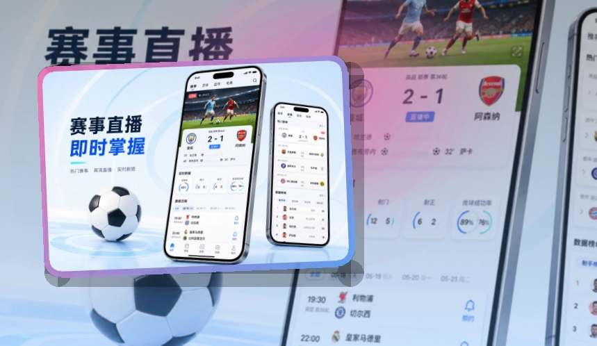 斜切下载区 · App观赛入口 · 数据复盘更有条理界面展示